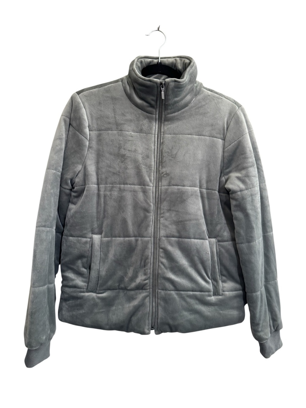 Z Supply Quilted Puffer velour Jacket gray full zip soft comfy women’s small #NE